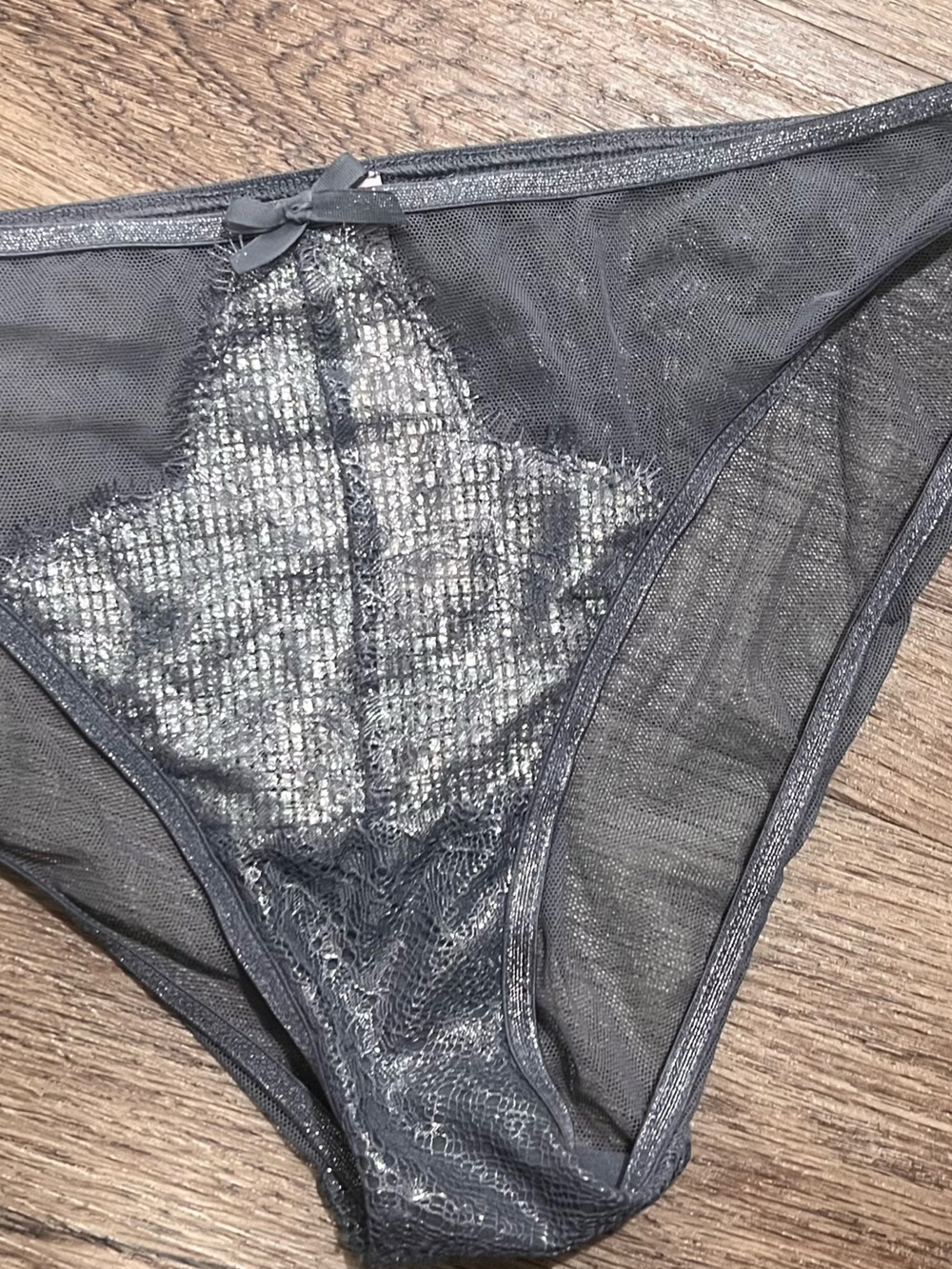 Victoria’s Secret Cheekini Gray Metallic Panty M